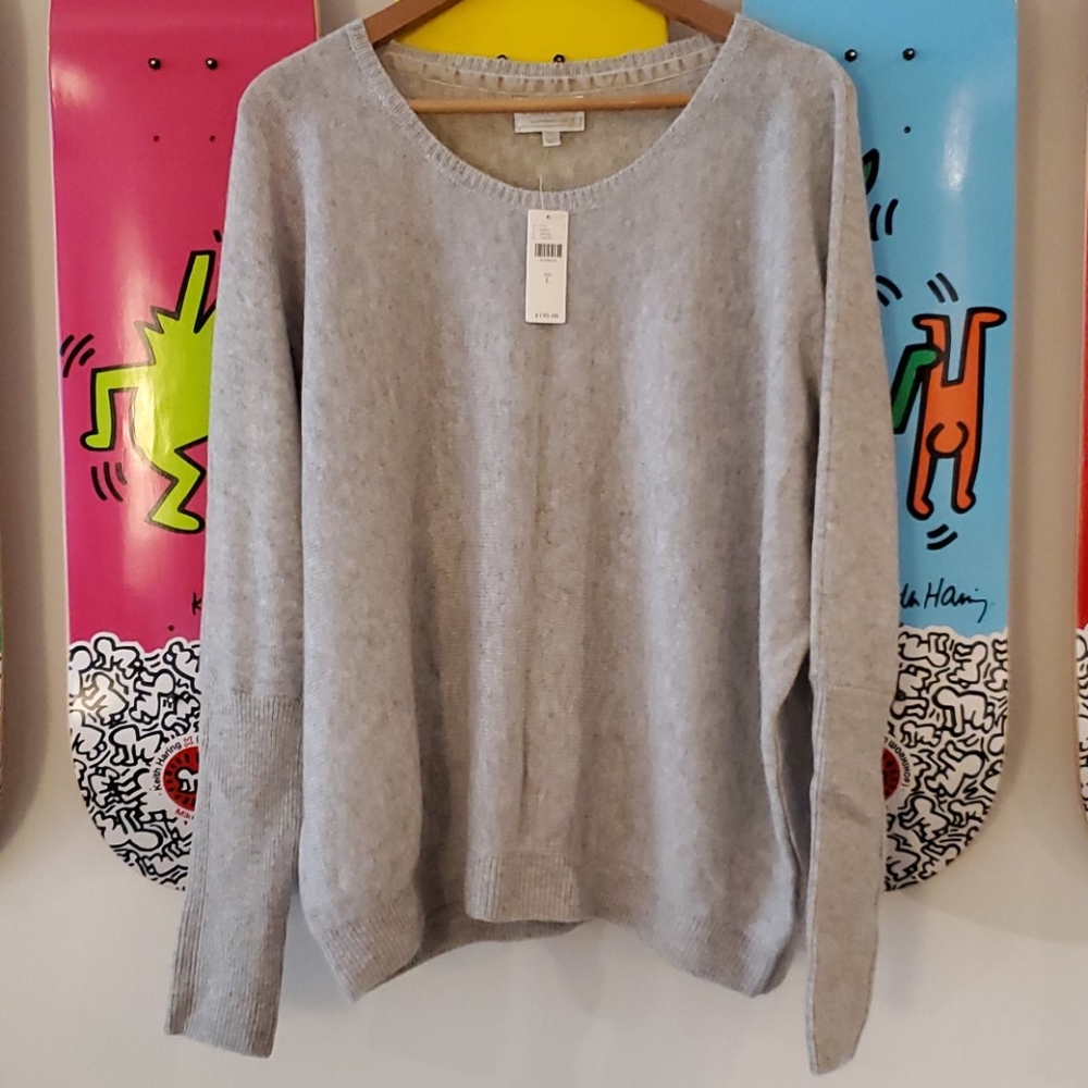 Anthropologie Cashmere Sweater L Light Grey NWT